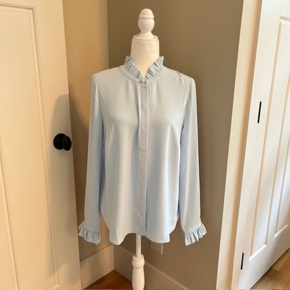 Talbots Ruffle Trim Blouse M - Picture 6 of 11